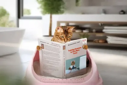 Cat Reading a Training Book