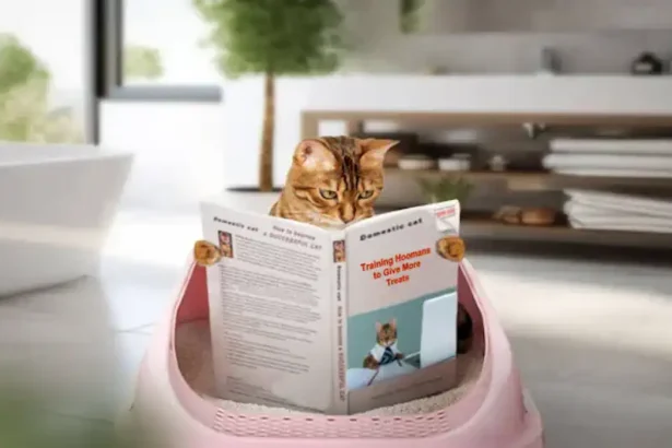 Cat Reading a Training Book