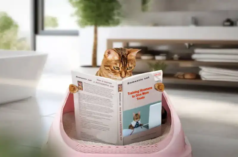 Cat Reading a Training Book