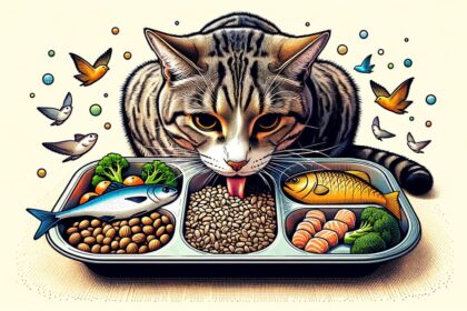 Image of a cat eating a balanced diet to stay healthy