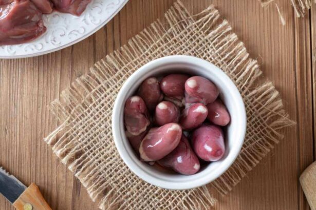 Fresh raw chicken hearts